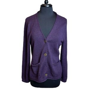 Kuna 100% Baby Alpaca Deep Plum Cardigan Sweater Size Small